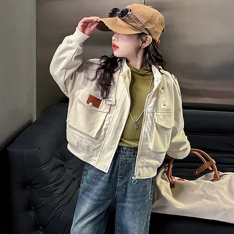 女童秋装外套2025新款儿童春秋韩版洋气短款上衣大童秋季工装夹克