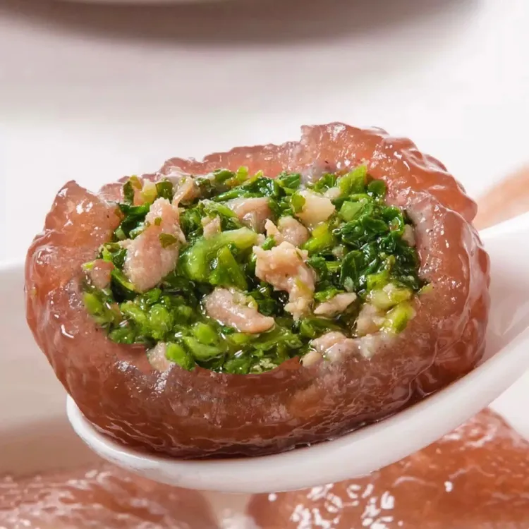 【荠菜馅】盐城特产非遗藕粉圆子张麦夫荠菜馅纯藕粉汤圆手工制作