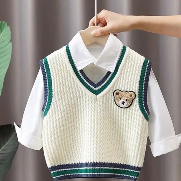 男童毛衣洋气针织衫婴儿秋季马甲2024春秋季幼儿园宝宝小童坎肩