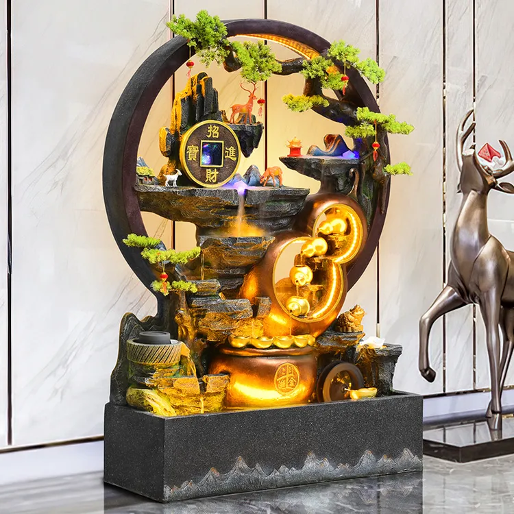 循环流水摆件落地假山喷泉水景客厅店铺办公室装饰公司招财水幕墙