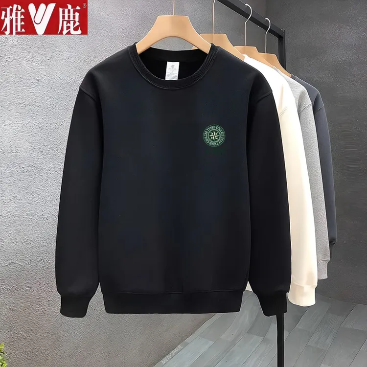 雅鹿男装时尚男女同款潮流休闲时尚百搭圆领秋冬运动宽松情侣卫衣