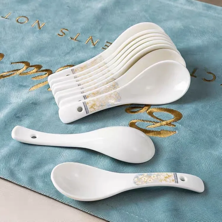 时光漫步陶瓷汤勺景德镇家用陶瓷餐具陶瓷勺子喝汤小勺长柄大勺