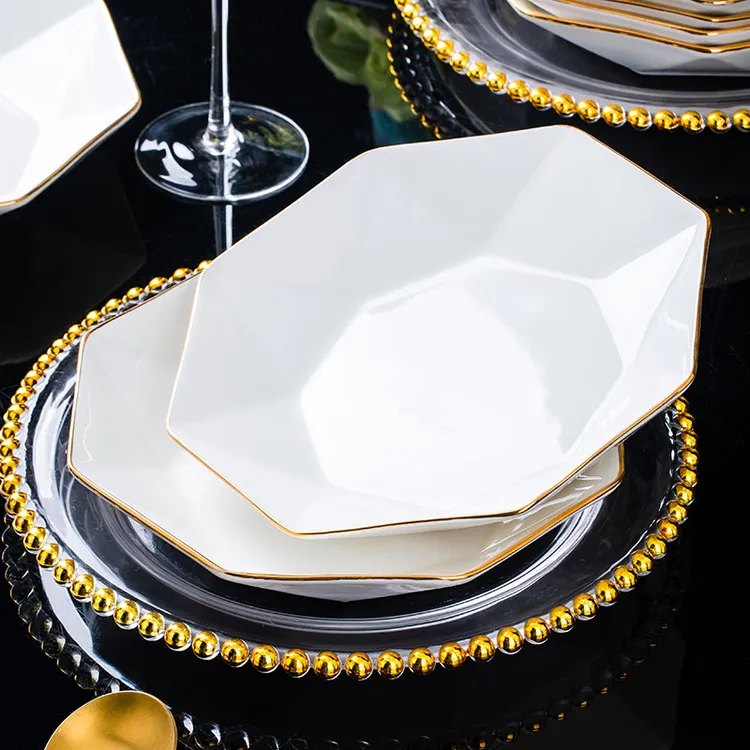 钻石人生异形盘【八角盘2个+莲花盘2个+荷叶盘2个】家用盘子餐具