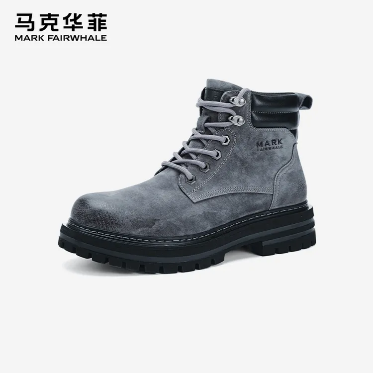 马克华菲男士百搭马丁靴男款秋冬季英伦风踢不烂高帮工装鞋大黄靴