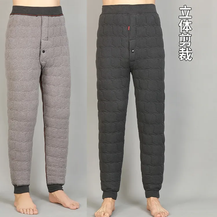 秋冬男士加绒加厚棉裤男款高腰抗寒保暖裤一体绒内穿加绒棉裤