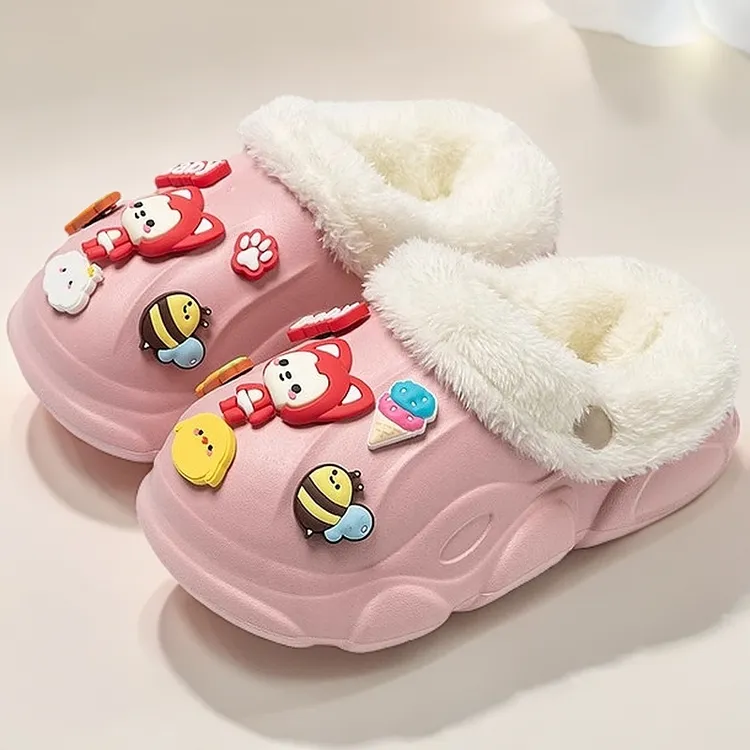 可拆卸棉拖鞋女冬季2024新款保暖鞋防水防滑亲子儿童拖鞋冬天外穿