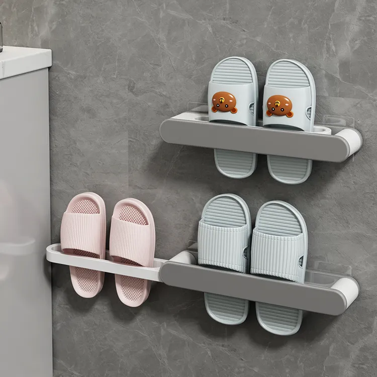浴室免打孔拖鞋架卫生间置物架鞋子收纳神器厕所壁挂挂架托架架子