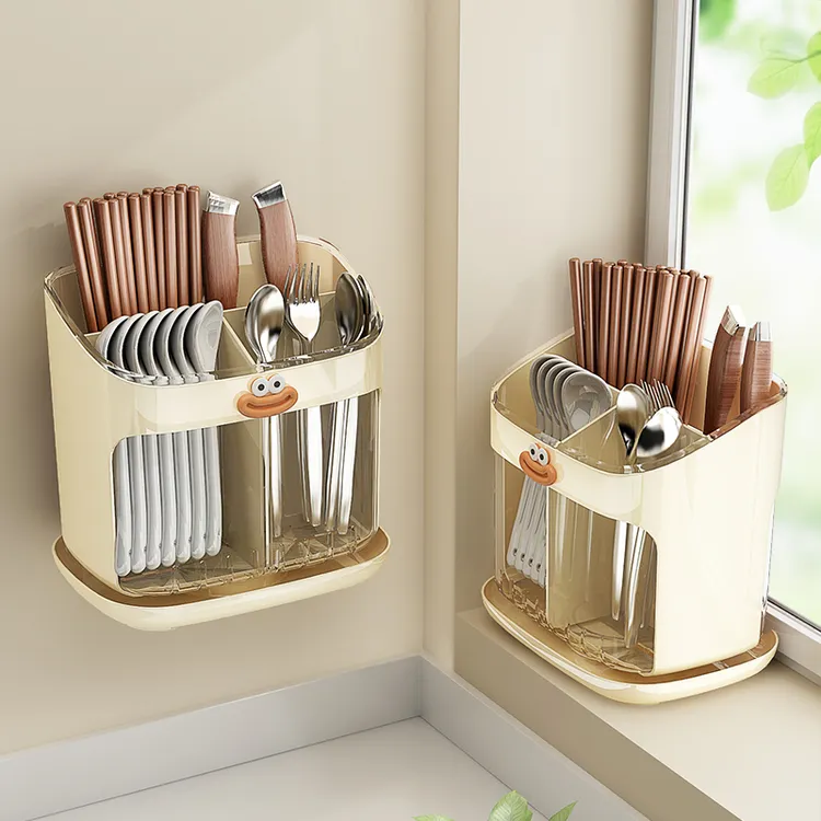 优勤筷子收纳盒高档新款厨房台面勺子餐具筒沥水置物架筷笼子篓桶