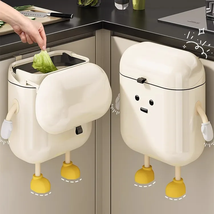 优勤厨房垃圾桶壁挂式家用2024新款高颜值带盖卫生桶免弯腰大容量