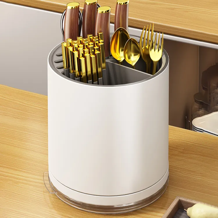 厨房旋转刀架置物架台面多功能筷子筒刀架一体收纳盒家用菜刀架子