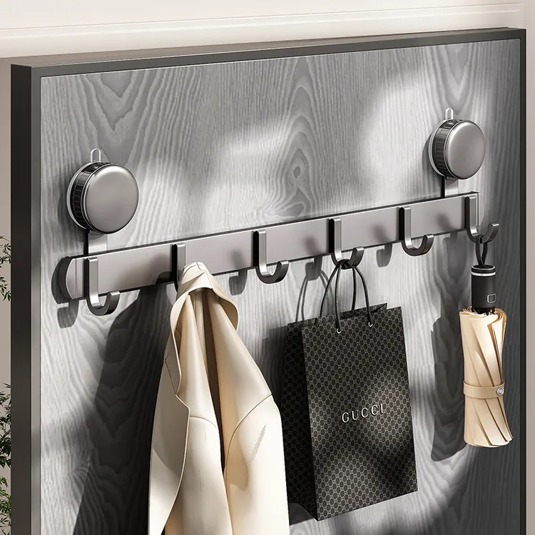 吸盘门后挂钩一排卫生间强力承重粘胶厨房置物无痕墙壁挂衣服架子