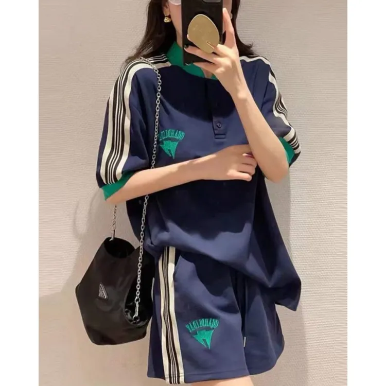 高级感休闲运动套装女薄款2025夏季新款时尚小个子短袖短裤两件套