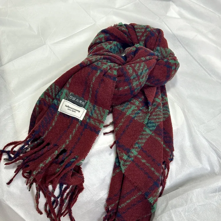 圣诞女韩版春秋冬季格纹流苏保暖围巾长款披肩百搭围脖情侣加厚