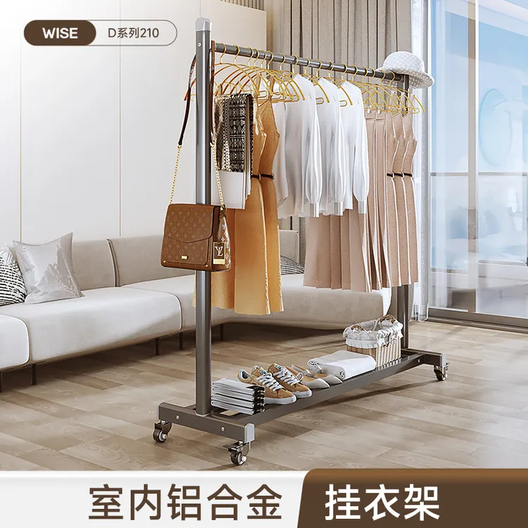 铝合金室内衣帽架挂衣服简易挂衣架衣架子北欧室内双层挂衣架单杆