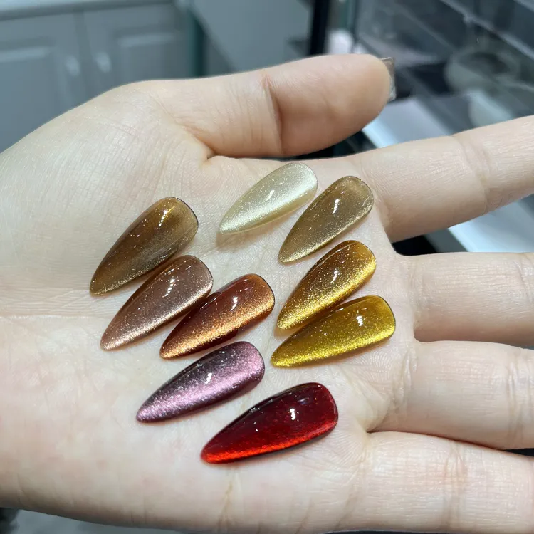 艺彦美拉德猫新款流行色指甲油胶爆闪镭射猫眼甲油女神金色