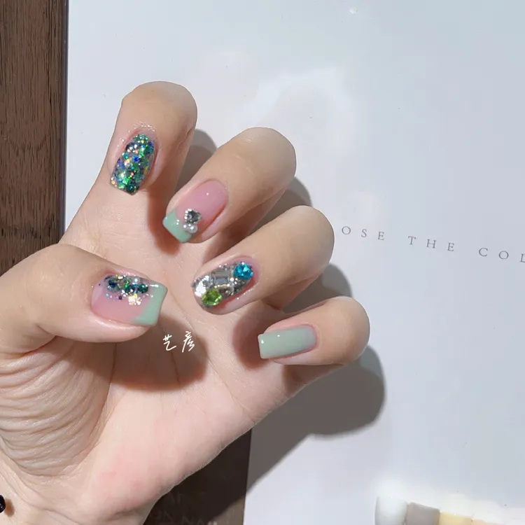 拜金五代罐装爆闪镭射流行色美甲胶小套超闪亮胶显白