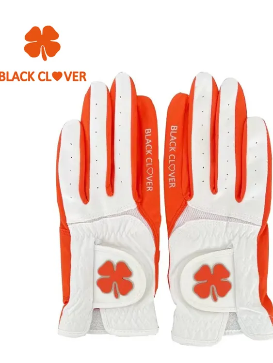 新款女士双手四叶草高尔夫手套 纳米超纤维布料手套防滑耐磨防晒