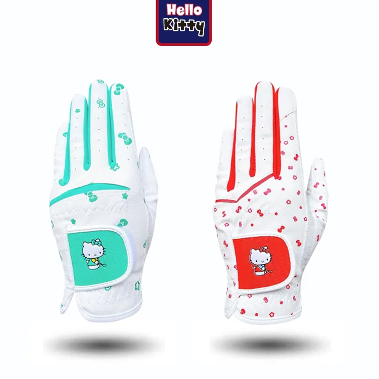 新款KT猫女士双手高尔夫手套时尚耐磨防滑防晒可爱左右手手套