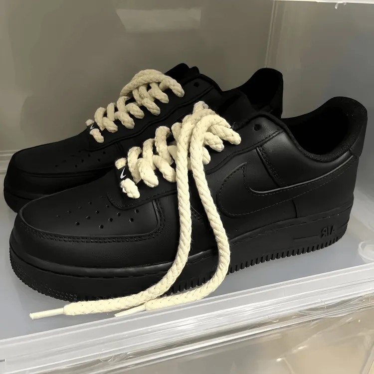 空军一号鞋带af1棉麻绳DUNK黑武士小白鞋板鞋加粗内增高圆白米色