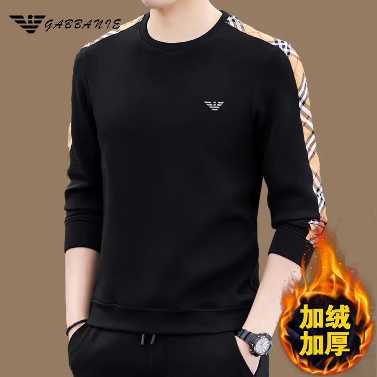 GABBANIE高端品牌轻奢男士加绒卫衣秋冬款加厚保暖时尚套头上衣