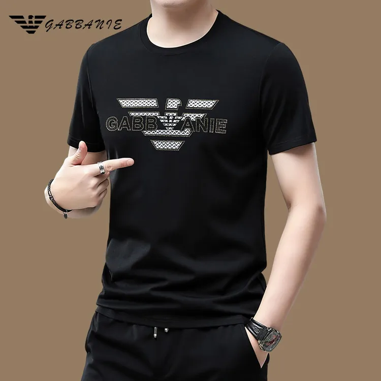 GABBANIE[专柜同款]高贵上档次男装夏季圆领冰丝短袖t恤男士上衣
