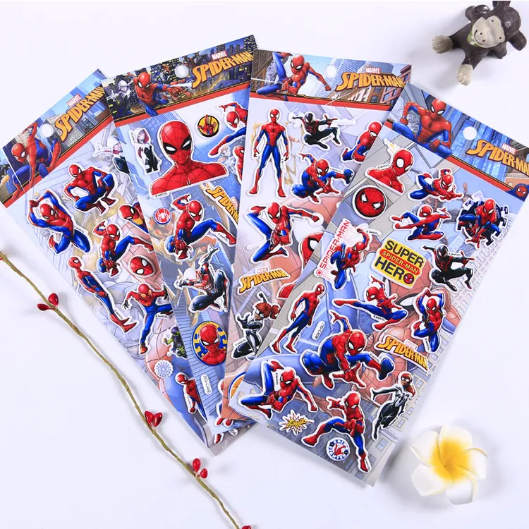 正版授权动漫蜘蛛侠3D立体泡泡贴画男孩宝宝幼儿奖励人物卡通贴纸