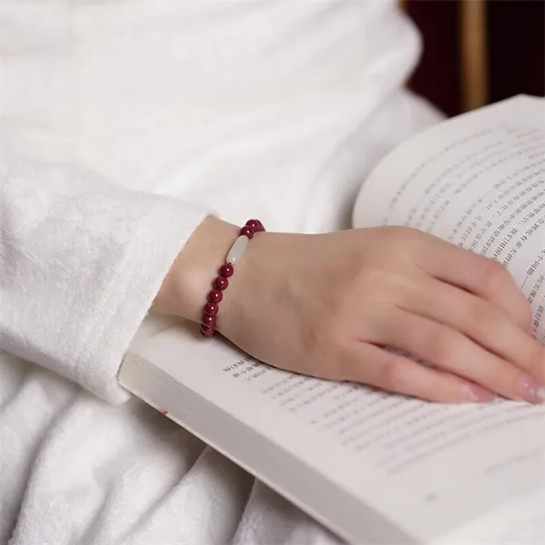 含辰砂工艺品原创保真高含量紫金砂手串长型玉桶珠多圈手链