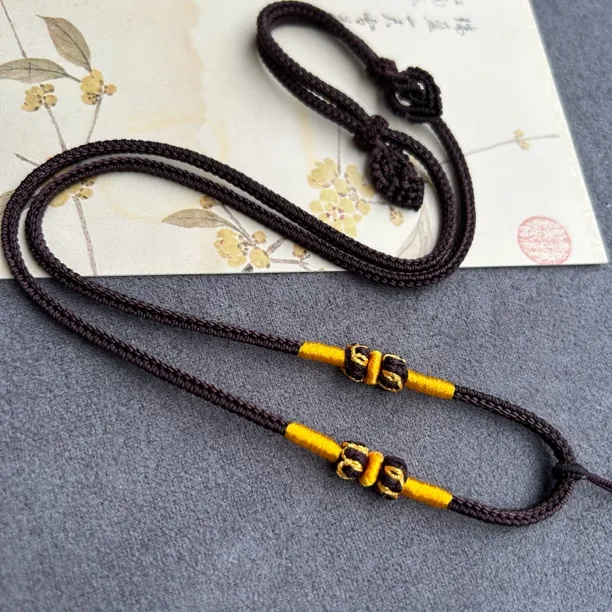 纯手工八股莲花结吊坠挂绳玉石专用绳子手编配绳可调节挂坠绳