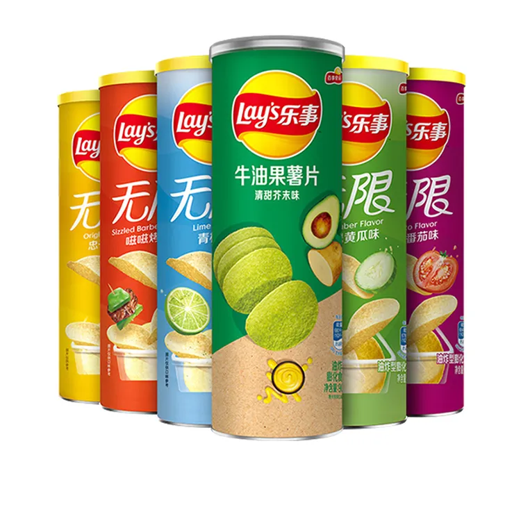 Lay’s/乐事薯片膨化食品104g罐装 露营追剧办公原味番茄味黄瓜味