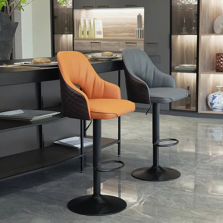 吧台椅轻奢风简约北欧客厅家用靠背升降旋转高脚椅子酒吧凳岛台椅