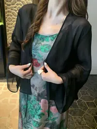 原创设计师乔其纱飘逸系带飘带宽松仙气小开衫小喇叭袖子