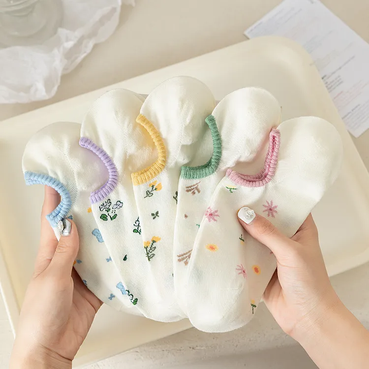 隐形船袜子女生夏季新款碎花日系女棉袜薄款浅口袜子短筒ins低帮