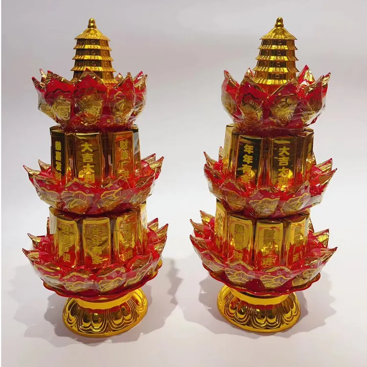 闽南特色寺庙拜拜巧克力酥糖供佛莲花糖玲珑塔