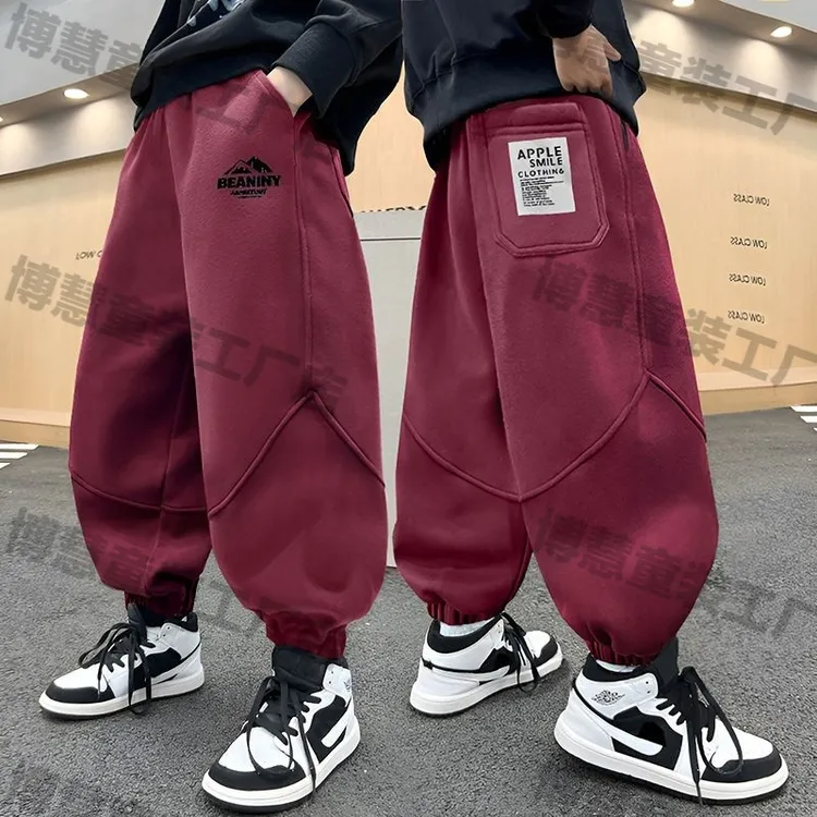 男童加绒运动裤2025新款秋冬休闲裤儿童帅气大童百搭宽松裤子卫裤