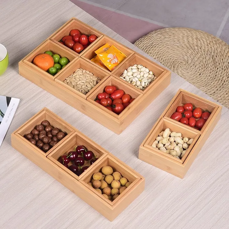 围炉冰茶木格小吃盘九宫格干果盘果盘水果零食摆盘摆放盘托盘点心