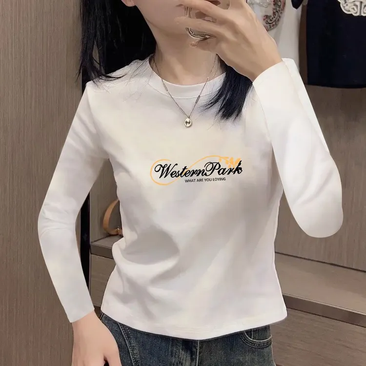 秋冬新款纯棉长袖t恤女短款时尚韩版百搭修身爆款显瘦遮肉打底衫