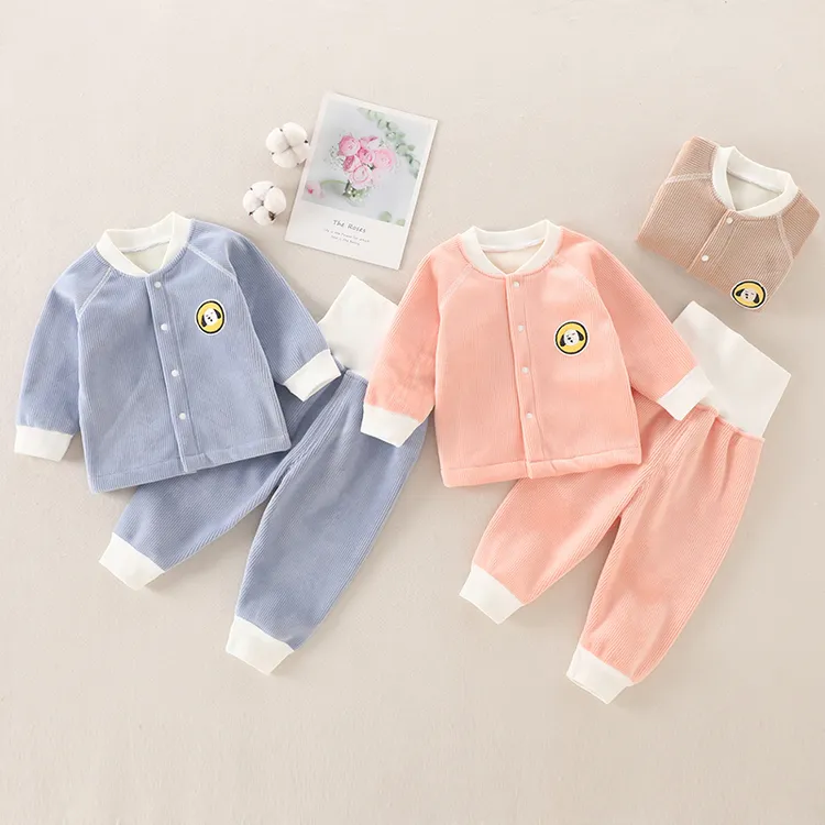 宝宝保暖内衣套装秋冬款婴儿加绒男女童无骨高腰秋衣秋裤