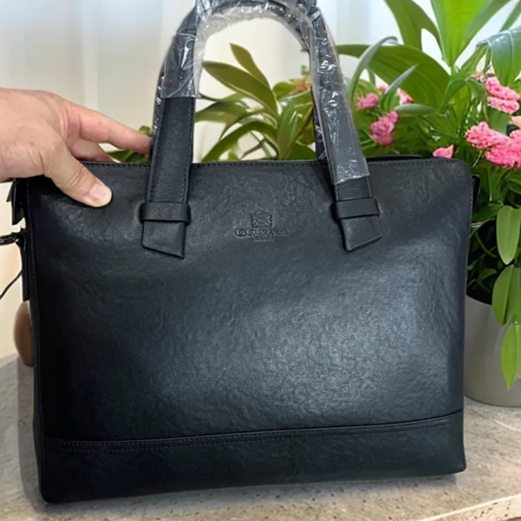 库奇世家男士商务公文包真皮手提包大容量休闲斜挎电脑包