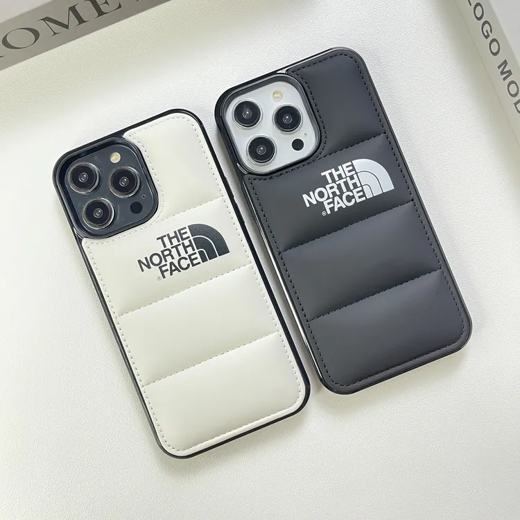 潮牌北面羽绒服适用iphone15promax手机壳苹果14气垫13防摔12护套