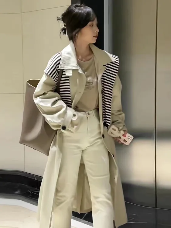 韩系高级大牌带披肩风衣外套