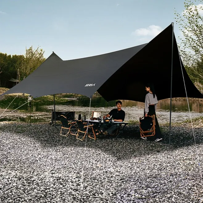 【原始人黑化天幕】户外黑胶天幕户外露营遮阳棚野餐防晒八角蝶形