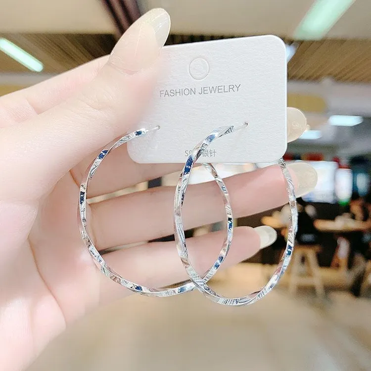 925银耳饰 s925银针耳圈高级感夸张圆圈耳环韩国气质个性时尚网红