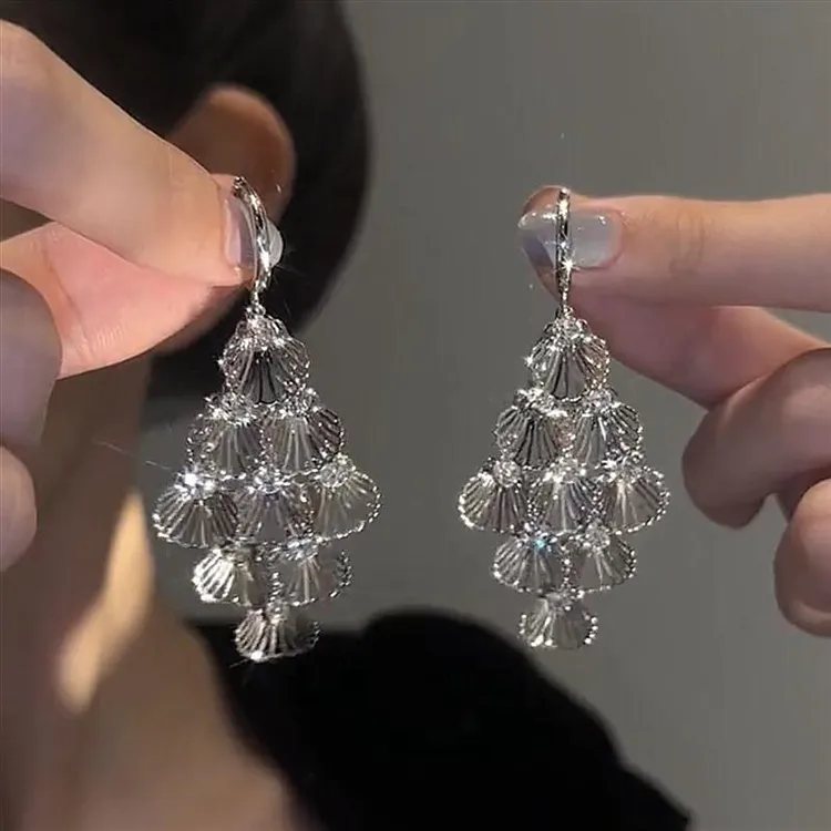 925银耳饰 气质夸张大耳环S925银针简约个性复古风长款耳坠欧美时