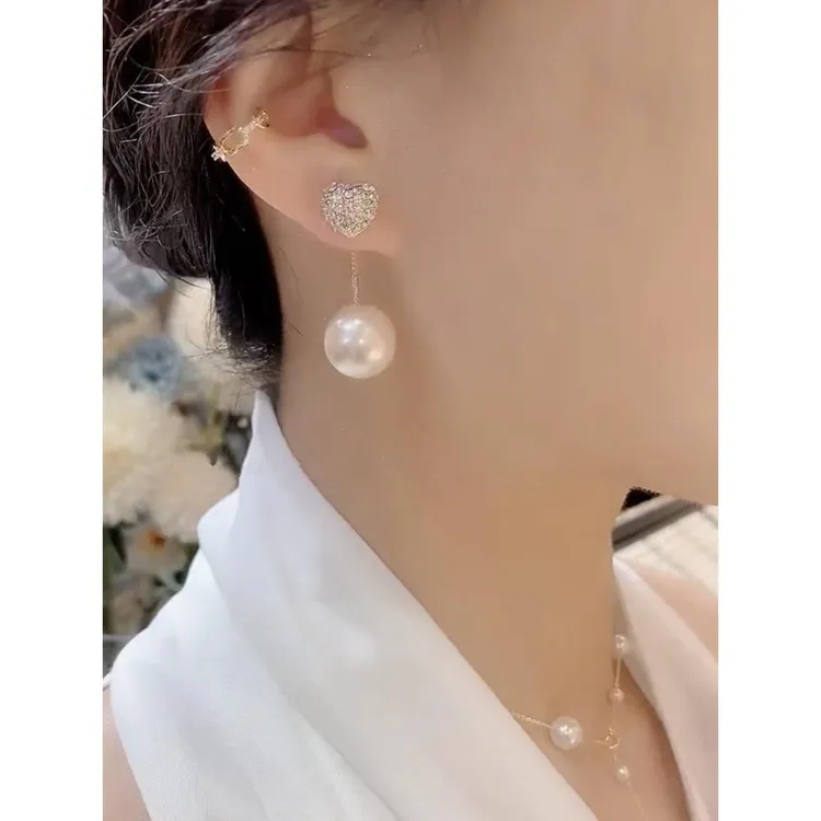 925银耳饰 s925银针仿珍珠轻奢爱心耳钉法式小众一款正品耳环气质