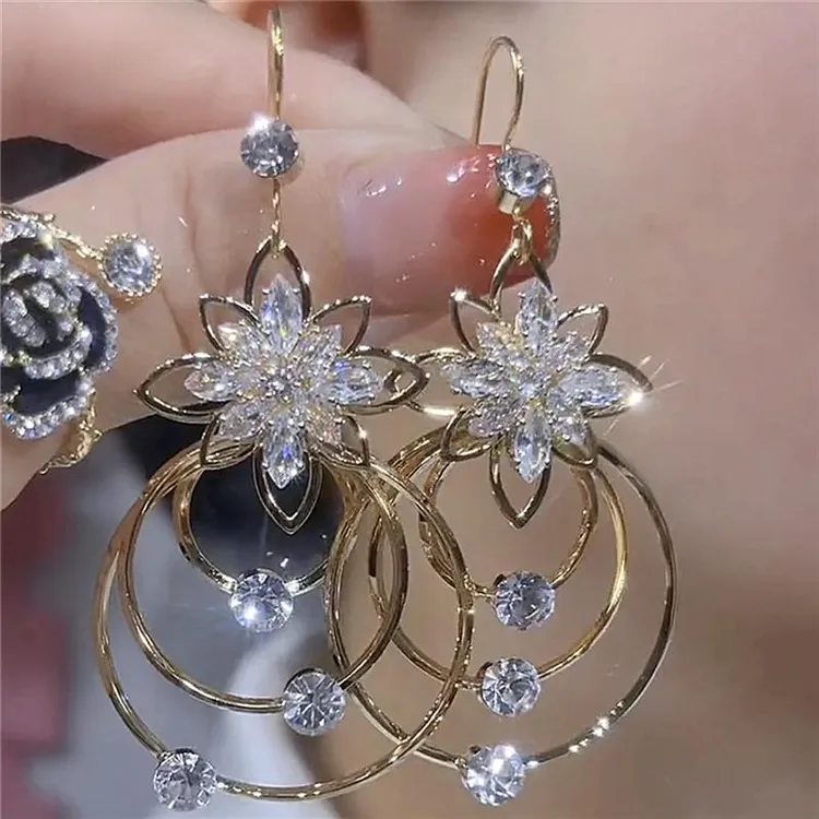 925银耳饰 网红年精致潮耳圈花朵耳环气质高级感防过敏网红韩