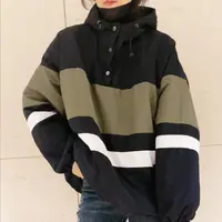 【薇语莎】休闲新款时尚百搭拼接小棉服休闲连帽