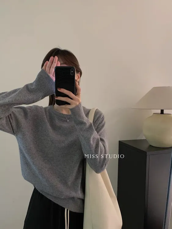 秋冬韩版气质显瘦内搭打底衫 《圆领》百搭纯色针织毛衣长袖女上衣