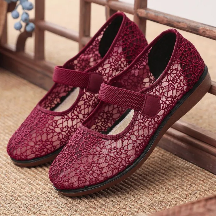 夏季老年奶奶鞋网面老北京布鞋女软底防滑特小码33大码透气妈妈鞋