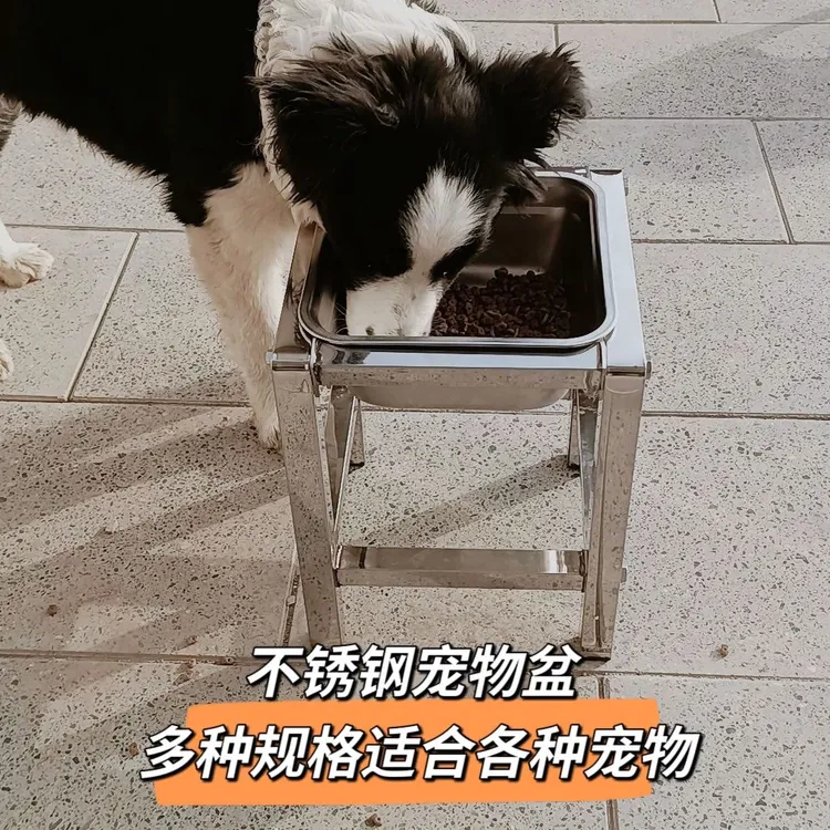 不锈钢大型犬护颈狗食盆固定一体狗盆固定托架防打翻狗食喝水增高