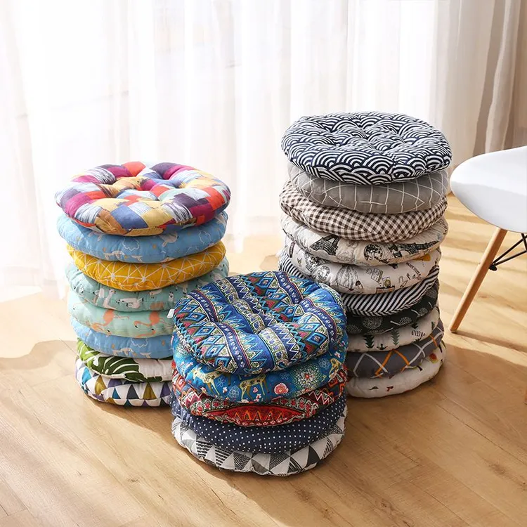 加厚坐垫椅子板凳圆形榻榻米学生可爱教师垫子屁股夏季棉麻地垫子